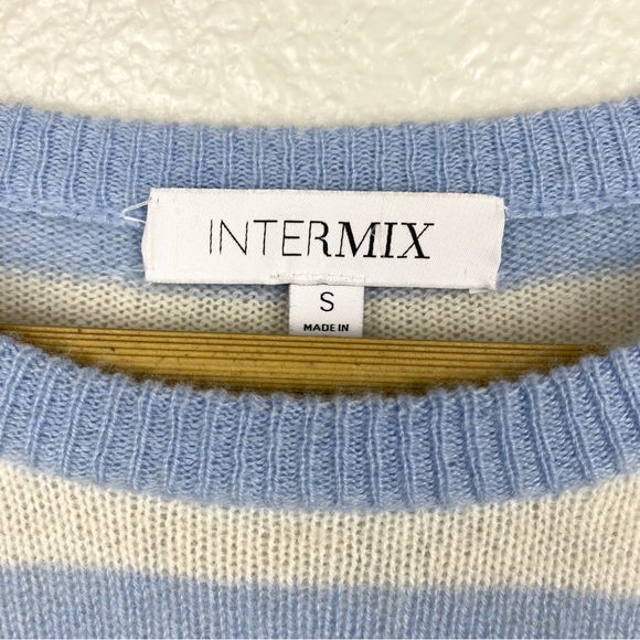 Intermix 100% Cashmere Cropped Striped Sweater - Picture 10 of 11